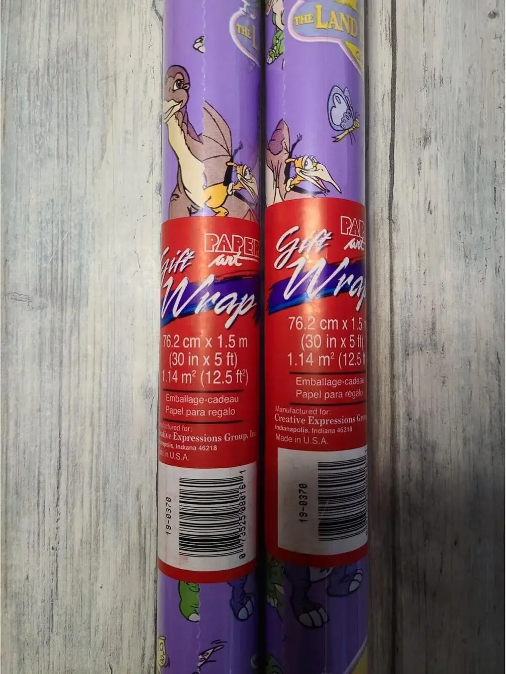 Two Rolls Land Before Time Gift Wrap Paper 5 feet Littlefoot Ducky, Dino, Cera